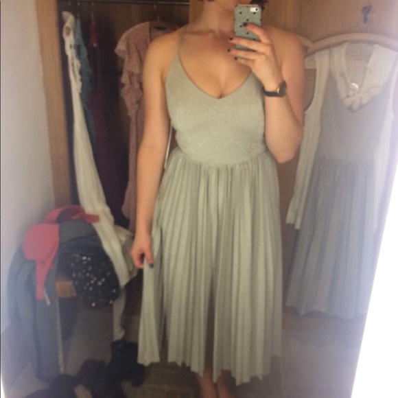 Elevenses Lunar Dress Silver Anthro Sz 4 - Picture 8 of 9